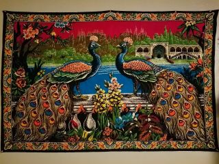 Vintage Velvet Peacock Tapestry