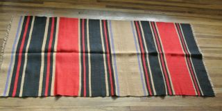 Vtg.  Indian Wool Runner Rug 68 " X 33 " Native American Heavy Handmade Tight Weave