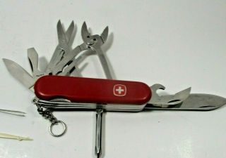 Vintage Wenger Delemont Swiss Army Knife Stainless W/ 10 Tools/blades
