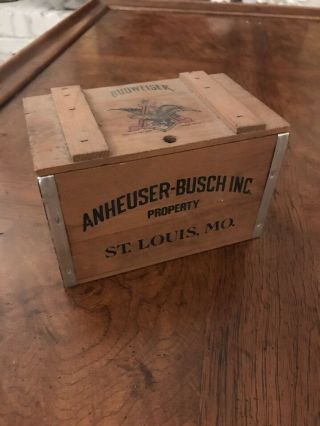 Vintage Anheuser - Busch Mini Wood Crate Budweiser Beer Recipe Originalcard Stock