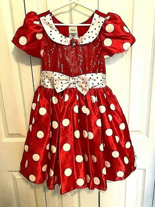 Red Polka Dot Minnie Mouse Dress Girls Size 7/8 Disney Store Costume Pretty