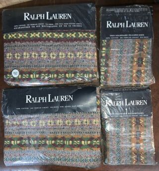 Vintage Ralph Lauren Leland Fair Full Sheet Set With 4 Pillowcases In Pkg.