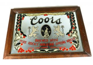 Vtg Coors Beer Bar Sign Reverse Painted Mirror Wall Hanging Brewing England Uk
