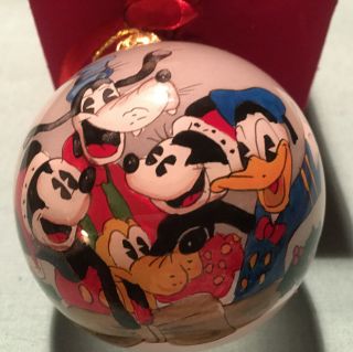 Christmas Ornament Inside Painted Glass Mickey Minnie Donald Pluto Goofy Disney
