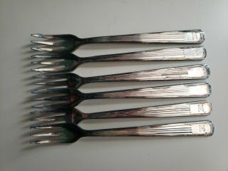 6 Antique Vintage Collectable International Silver Plated Forks 6 " - Hilton
