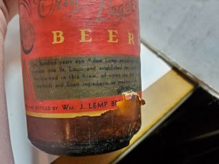 WM.  J.  LEMP BREWING CO LAGER BEER PAPER LABEL BOTTLE,  12 OZ.  ST.  LOUIS,  MO IRTP 3