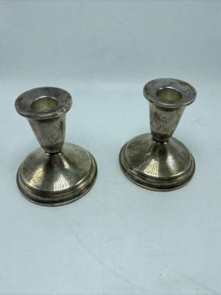 Raimond Sterling Silver Weighted Candle Holders Set Of 2 Vintage 3 1/2 " Tall