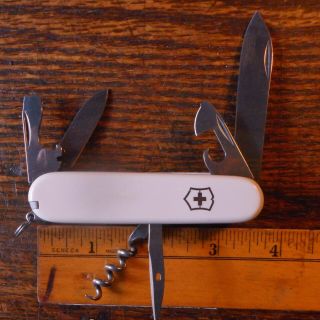 Vintage White Victorinox Switzerland Officer Suisse Pocket Knife