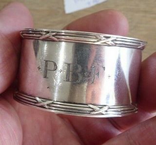 Quality Antique Solid Sterling Silver Napkin Ring // P.  B.  F