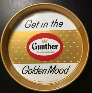 Vtg Gunther “get In The Golden Mood” Premium Dry Beer Serving Tray Baltimore Md