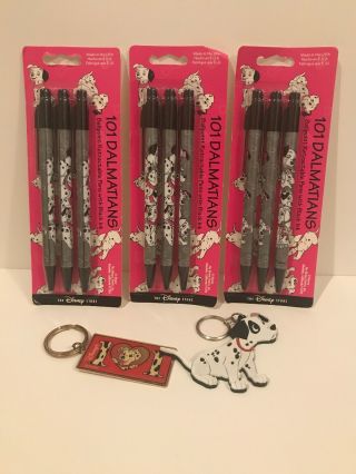 Walt Disney 101 Dalmations Ballpoint Pen Vintage Collectible Lens And Keychains