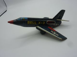 Vintage Navy Bell X - 2 Asahi Tin Toy Friction Jet Airplane Plane Fighter 1960s?