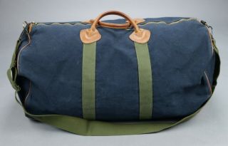 Vintage L.  L.  Bean Canvas Duffel Duffle Bag Navy/od Ll Bean Usa 23 " •