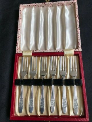 Vintage Set Of 6 Epns Silver Plated Cake/ Dessert/ Pastry Forks