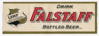 Pre Prohibition Falstaff Beer Paper Chromo Litho Lemp Brewing St Louis Missouri