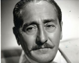 American Character Actor Adolph Menjou,  Signed Vintage Studio Photo - 1943.  11x14