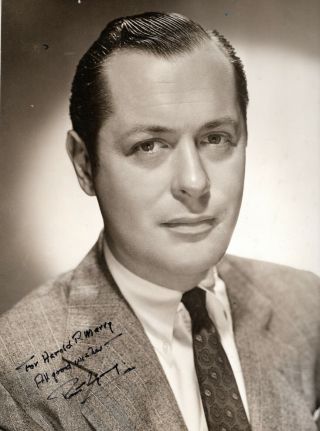 American Leading Actor Robert Montgomery,  Signed Vintage Studio Photo.  10x13