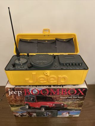 Telemania Jeep Boombox Am/fm Radio Cd Plays Vintage Yellow W/issues Parts/repair