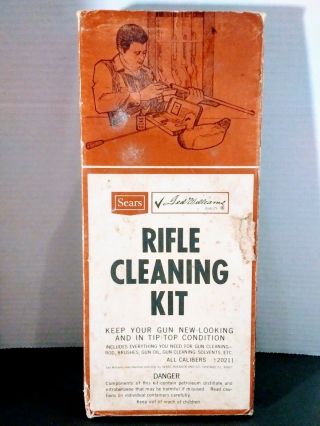 Vtg 60/70s Sears Ted Williams Rifle Gun Cleaning Kit Metal Case W/ Orig Box