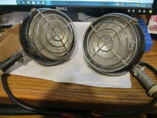 Vintage Ratrod Steampunk Headlights With Wire Covers 4 1/2 Inch Dia.