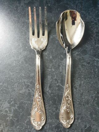 Epzing Italy A800 Silver Serving Spoon And Fork
