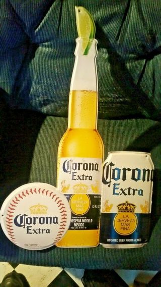Corona Extra Baseball And Find Your Beach Tin Sign 2 Pack.  Fast
