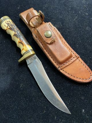 Vintage Schrade Usa 153uh Golden Spike Hunting Knife With Sheath