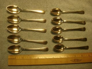 Vintage Set Of 10 Bha 5 - 1/4 " Tea Spoon Silver Plate Old English Pattern England