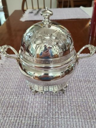 Vintage R.  H.  Macy & Co Silver Butter Warming Dish With Silver Protection Bag