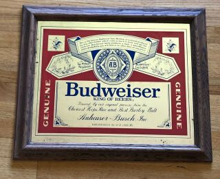 Budweiser Beer Bar Pub Mirror Sign 24 " X20 " Vintage