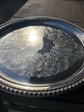 Vintage Wm Rogers Round Silverplate Serving Tray 12 1/2 Inch 171