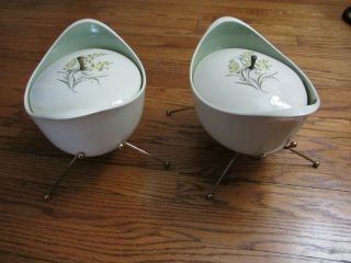 Vintage Mid Century Modern Casserole Dish With Serving Tray Set Of 2 Floral