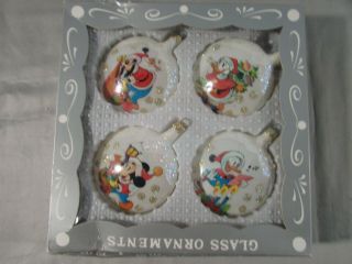 Set Of 4 Walt Disney Kurt Adler Glass Ornaments