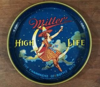 Miller High Life Girl On The Moon Beer Tray 12 " Diameter