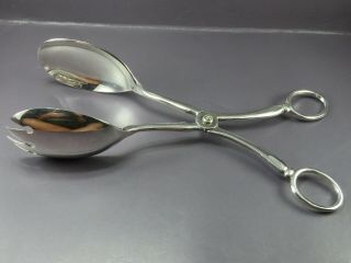 Sheffield England Epns Silver Plate Scissor Salad Tongs Spork/fork/spoon Vintage
