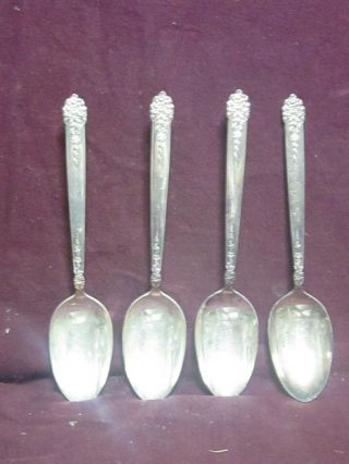 2 Silverplate King Edward National Silver Co.  Moss Rose Serving Spoons 8 " Nm