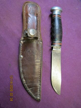 Vintage Remington Rh - 51 Boy Scout Knife With Leather Sheath