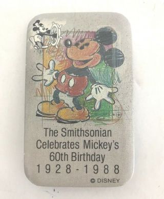 Disney Mickey Mouse 60th Birthday Pin 1928 - 1988 Smithsonian Celebration 3 " X 2 "
