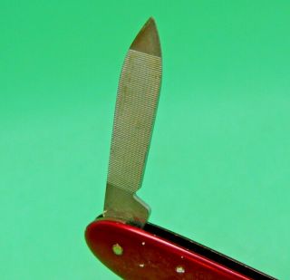 Rare Victorinox / Elinox 84mm With File Swiss Army Knife Red Alox