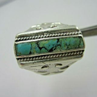 Vintage Native American Sterling Silver 925 Turquoise Stone Ring Size 12 - 15g
