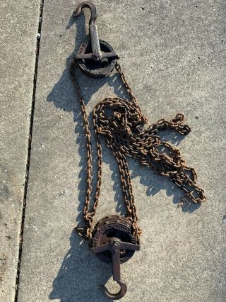 Vintage Yale & Towne Hoist Block & Tackle Pulley System ½ Ton Differential