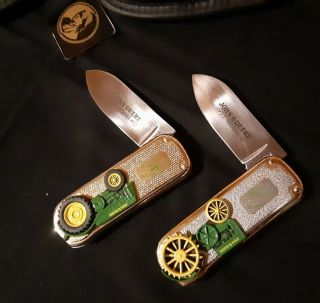 John Deere Tractor Pocket Knifes By Franklin.  With Case.