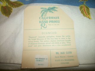 Vtg NOS California Hand Prints Tablecloth 54  Dogwood 