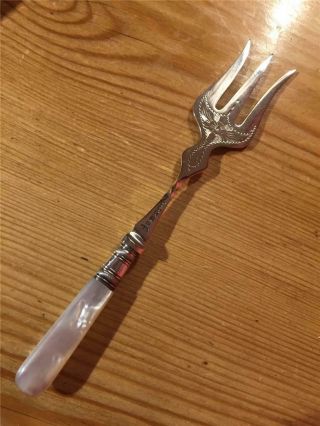 Antique Harrison & Fisher Silver Plated Epns Serving Fork With Pearl Handle 1925
