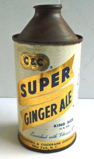 Vintage C&c Ginger Ale Soda Cone Top Can 12 Oz Cantrell Cochrane Ny