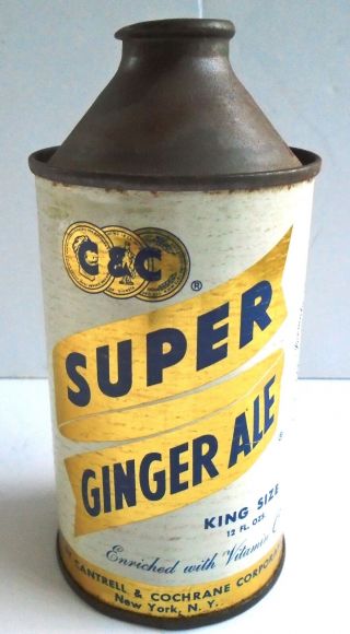 Vintage C&C GINGER ALE SODA CONE TOP CAN 12 OZ Cantrell Cochrane NY 2