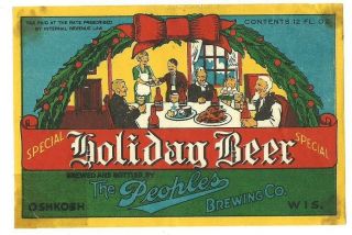 Peoples Holiday Beer Label,  Irtp,  Peoples Brewing Co. ,  Oshkosh,  Wi