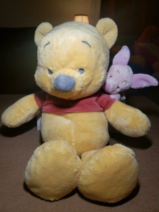 Disney Parks Winnie The Pooh And Piglet 15 " Floppy Bean Bag Plush Sewn Eyes