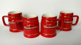 Anheuser Busch Bud Budweiser Red Stein Mugs Official Product Encore Set Of 4