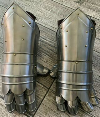 Real Metal Armour Hand Gloves Pair Inviting Decor Gauntlets Fully Functional